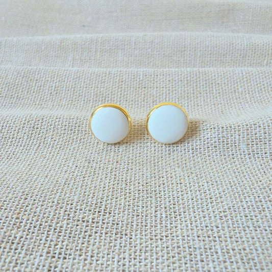 Earrings White Button
