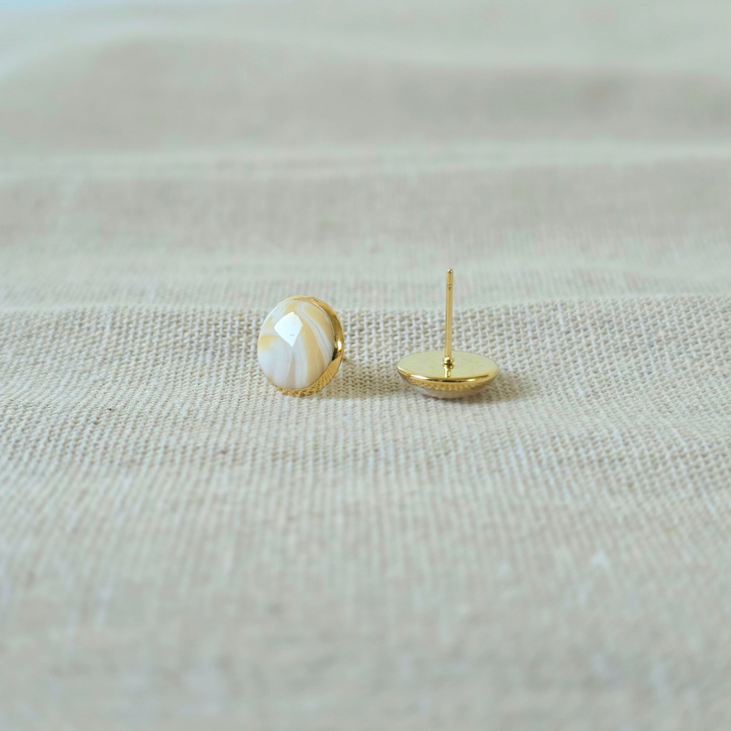 Earrings Marbled Button