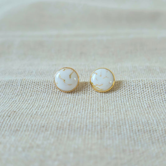 Earrings Cracked White Stone